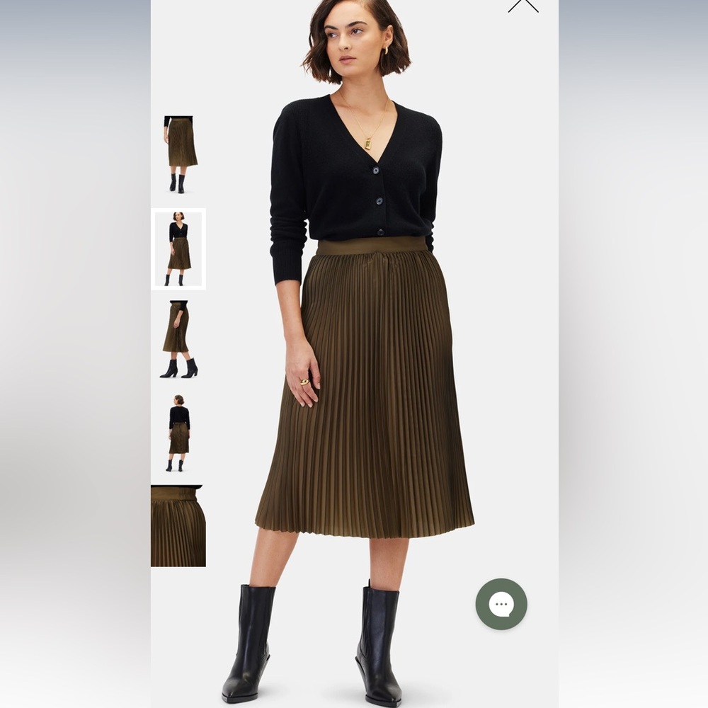 New Amour Vert Blaze Pleated Skirt in Bronzed Olive - size MED. org $180